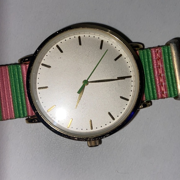 pink and green watch with gold and white watch face - Picture 3 of 5